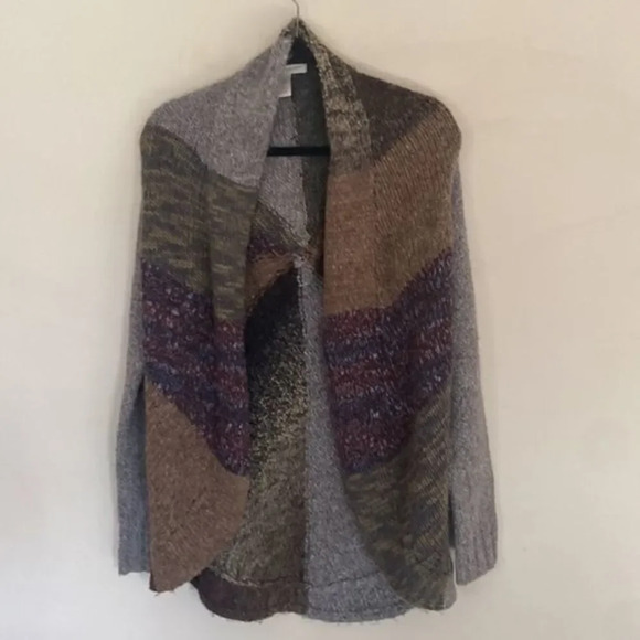 A Gianetti Open Front Cardigan Sweater Acrylic Wool Alpaca Brown Tones - Picture 6 of 9